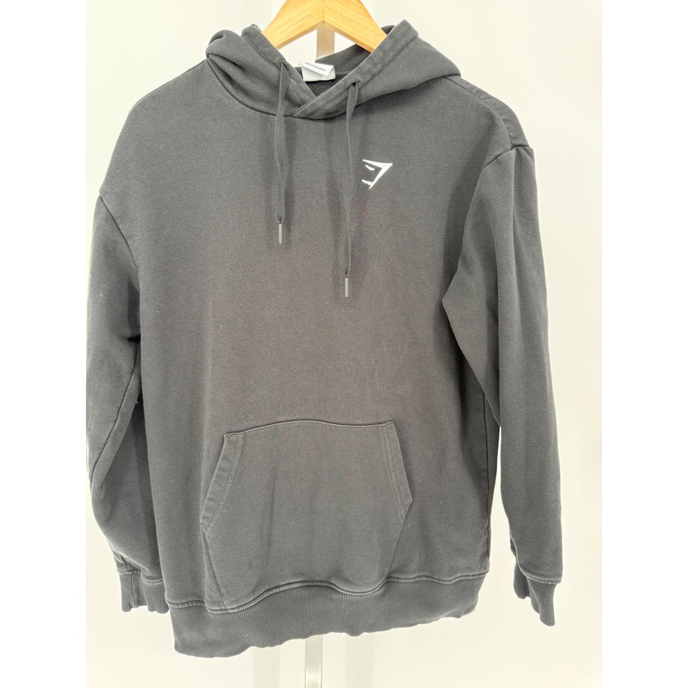 Gymshark XS Hoodie Black Pullover Activewear Logo Long Sleeve‎ Casual Athleisure